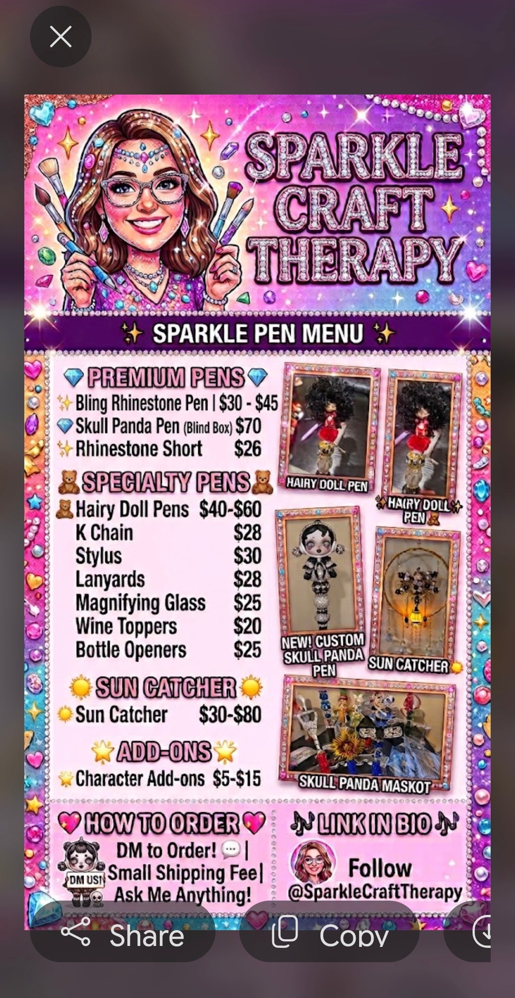 Created by hand Pens, key charms and more
