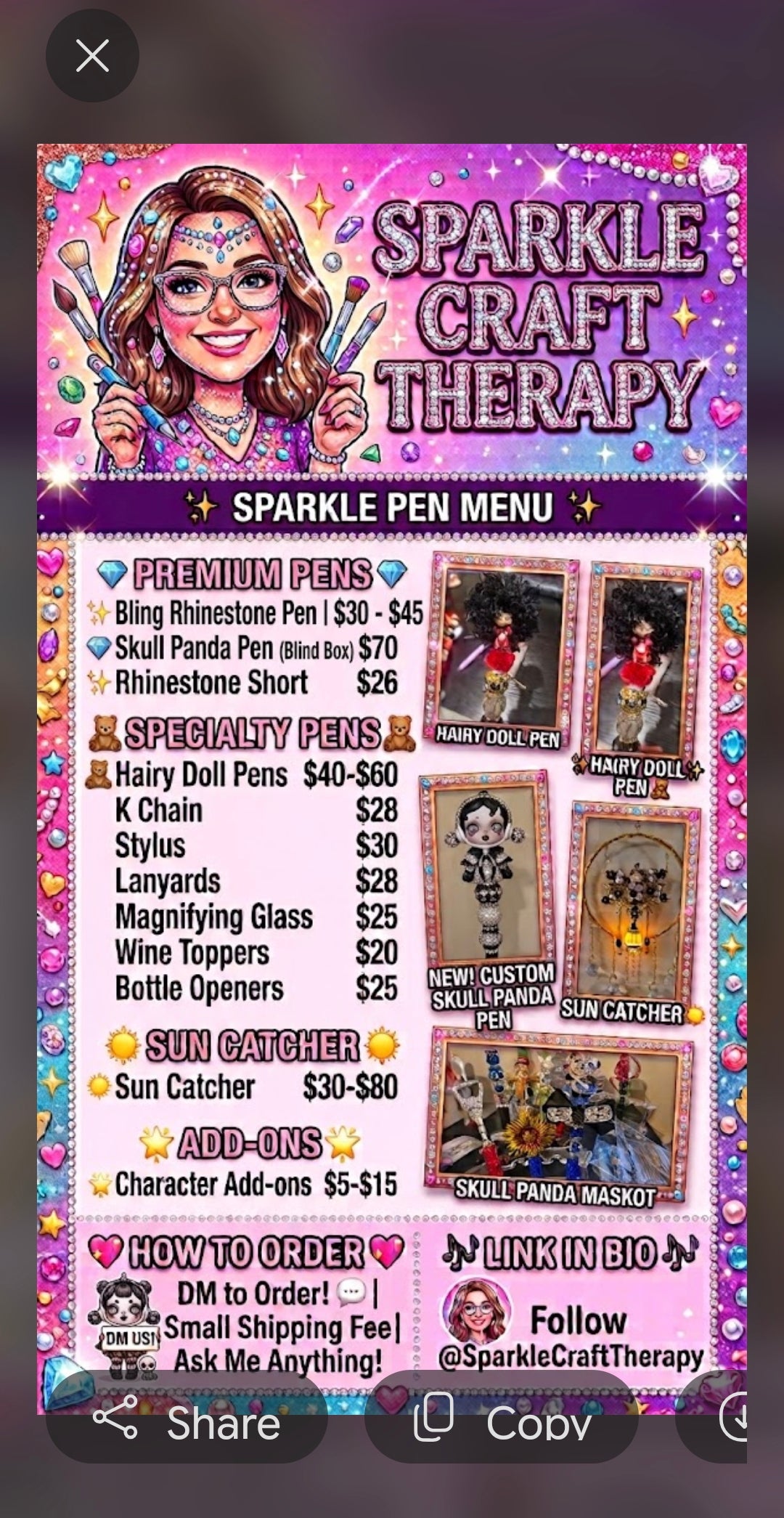 Created by hand Pens, key charms and more