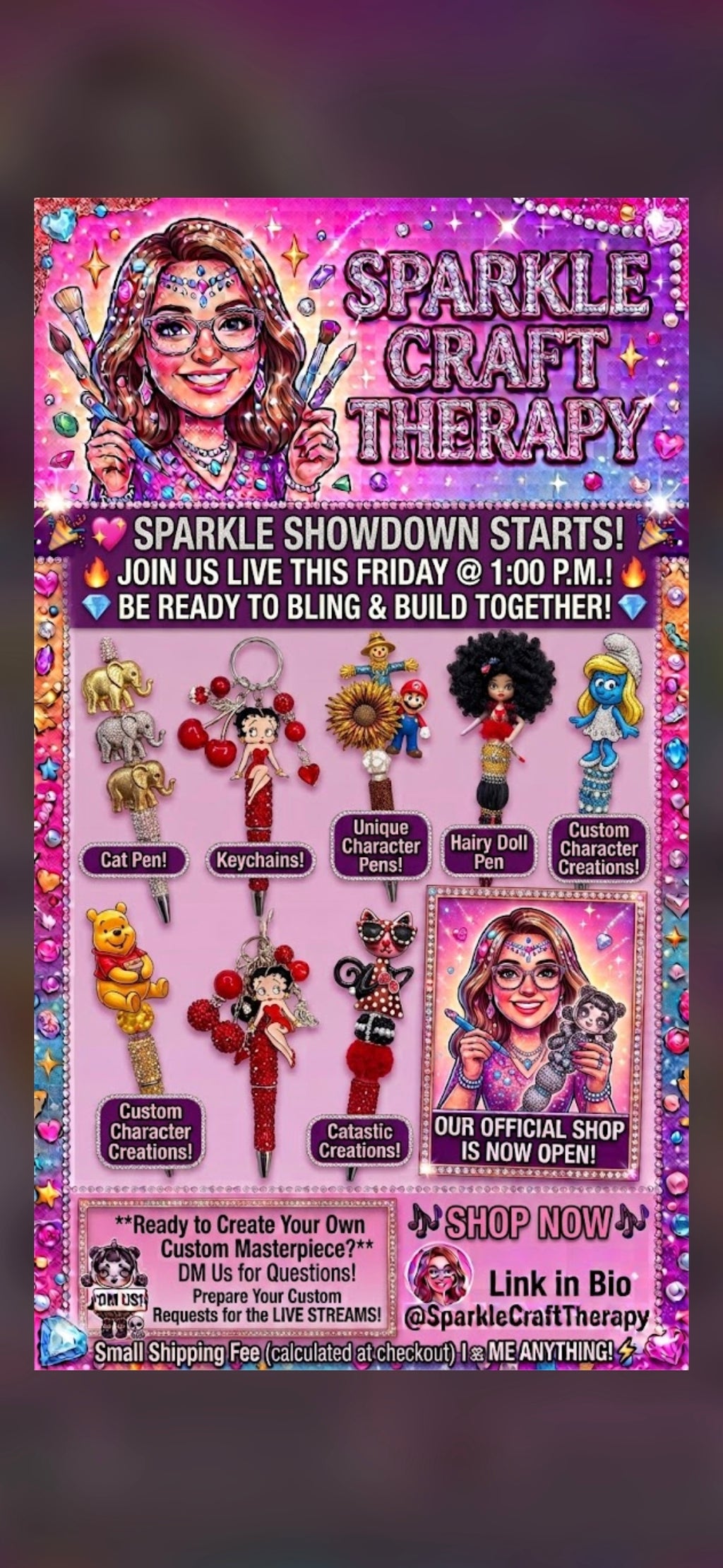 Created by hand Pens, key charms and more